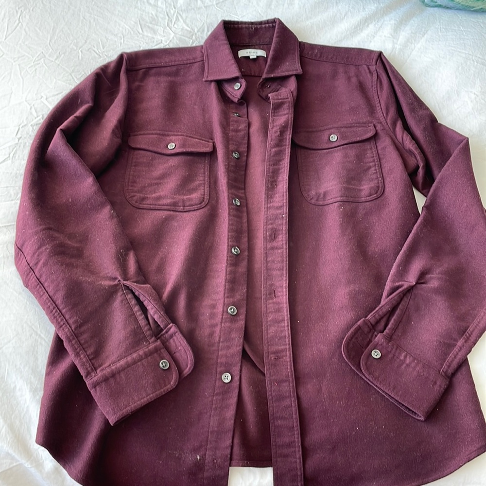 REISS BURGUNDY MENS BUTTON DOWN